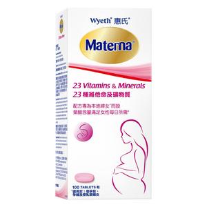 惠氏玛特纳孕妇复合维生素叶酸片矿物质孕妇营养品100粒