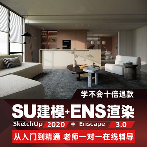 Sketchup草图大师建模enscape渲染嘉丽室内设计效果图SU软件教程