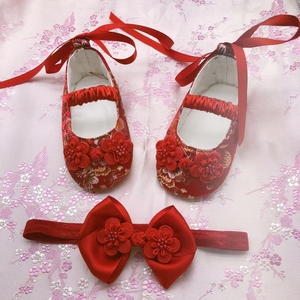 婴儿春季新款宝宝礼服鞋中国风满月白天周岁女童鞋软底鞋