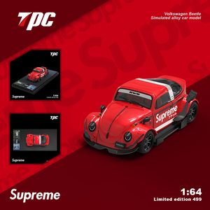 TPC 1:64 RWB甲壳虫 红色潮牌 Superme 仿真合金汽车模型收藏摆件