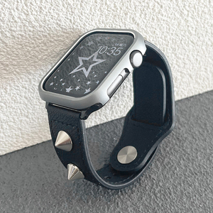 限量版朋克金属铆钉真皮iwatch表带新款适用applewatch苹果手表女
