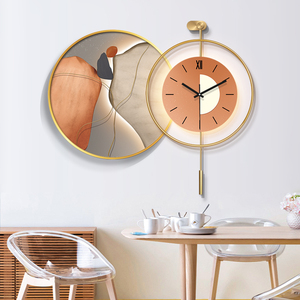 现代简约餐厅装饰画饭厅餐桌背景墙挂钟组合挂表创意客厅时钟挂画
