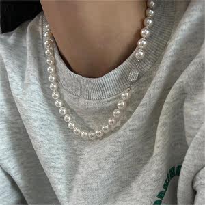 Ceelysees施家珍珠S925银镶钻元宝扣珍珠项链小众设计颈链