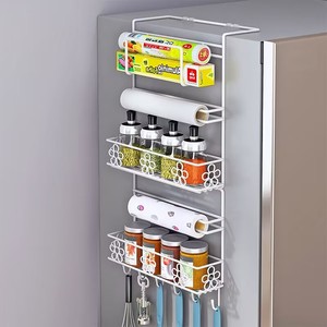 厨房冰箱上置物架侧面挂架多层小冰箱架子保鲜袋调味料夹缝收纳架
