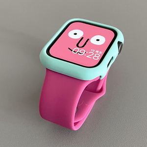 拼色磨砂硬壳纯色硅胶表带适用iwatch保护壳s8苹果手表applewatch
