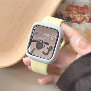 Apple Watch SE 仙草夏天淡黄色拼色保护壳 iWatch 表带 S8
