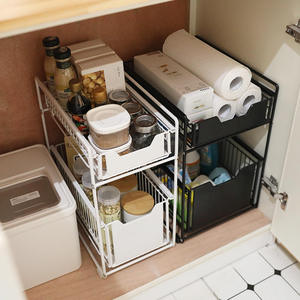 厨房下水槽置物架抽拉式卫生间用品整理架台面橱柜分层储物收纳架