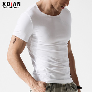 男士白色短袖T恤纯棉修身运动打底衫