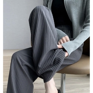 XT窄版阔腿新泡芙裤2024年春季新款高腰直筒垂感休闲垂感小个子裤