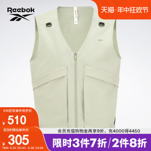 Reebok锐步官方男子运动休闲复古梭织夹克背心百搭时尚新款