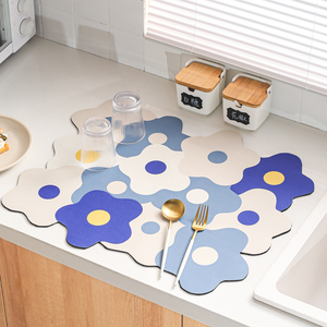 川岛屋厨房台面沥水垫 洗手台吸水垫 高颜值防水碗盘垫
