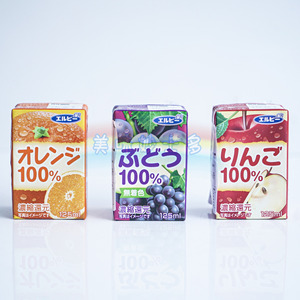 日本进口艾尔比橙子葡萄苹果汁100% 125ml利乐随手包儿童饮料
