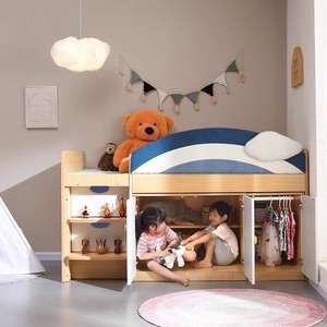 维凡儿童床小户型带书桌多功能儿童半高床1.2m单人床衣柜床一体