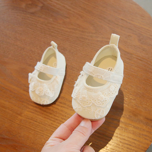 春秋款女宝宝公主学步鞋 一岁婴儿布鞋软底防滑透气6-12个月