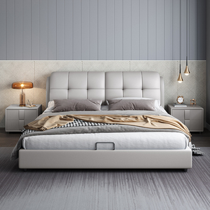 皮床新款科技布艺床1.8米现代简约储物主卧室1.5轻奢双人软包大床