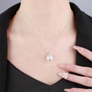 法国S925银进口珍珠镶钻珍珠项链设计款冰雪女王项链