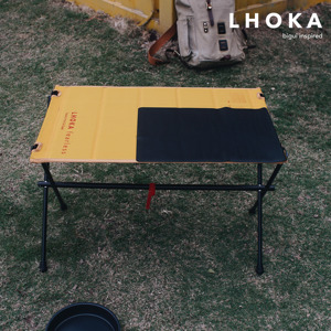 LHOKA超轻折叠桌 大桌面露营蛋卷桌 防水布面自驾户外便携桌