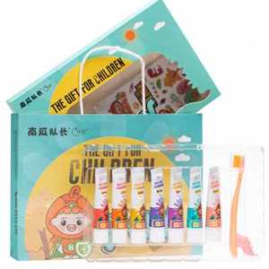优牙合森林礼盒7支儿童牙膏小支装便携旅行装含氟换牙期牙膏套装