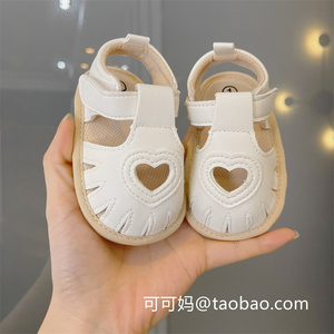 夏季新款0-1岁婴幼儿软底公主凉鞋，透气学步鞋，防滑不掉鞋