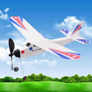 3D舱身滑翔机模型-泡沫橡皮筋动力闪电战斗机拼装航模