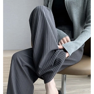 BX-窄版阔腿新泡芙裤2024年春季新款高腰直筒垂感休闲垂感小个子