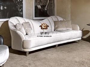 意式高档别墅大小户型客厅样板间沙发简约后现代轻奢艺术弧形沙发