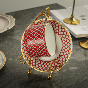 爱莉卡贝叶 复古金色咖啡杯碟收纳架 展示架软装家居饰品