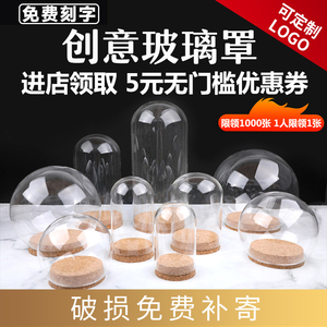 DIY永生花干花玻璃罩防尘罩摆件-软木塞密封-透明展示盒