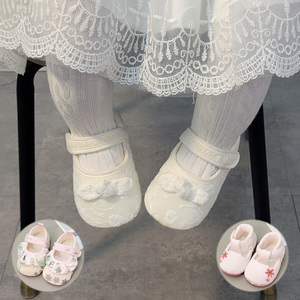 婴儿蕾丝公主鞋 0-1岁彩棉学步鞋 不掉鞋透气新生儿周岁布鞋