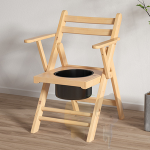 实木老人坐便器孕妇可用 折叠便携家用马桶 成人坐便椅 移动式实木坐便凳