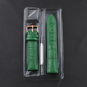 竹节纹真皮手表带链 绿色蓝色粉紫色 盒装 小方糖表链 代用配件