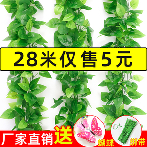 仿真绿植物藤条吊顶装饰 假花藤蔓阳台遮挡 塑料葡萄叶水管道遮盖