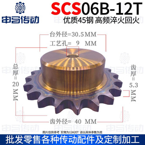 申马传动SCS链轮 3分06B 12齿 高精度耐磨成品孔