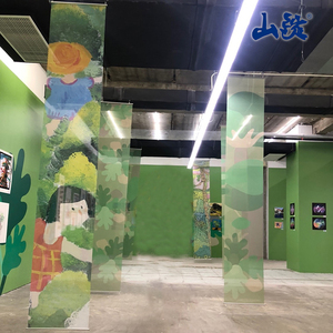 定制商场广告吊旗网格布 半透明橱窗挂画 展厅悬挂海报吊幔