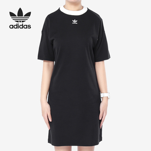 Adidas三叶草官方正品女子中长款圆领运动连衣裙DH3184