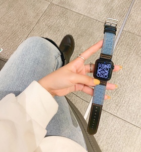 Apple Watch 7/6/5/4/3/2/1 SE适用 潮牌个性牛仔帆布表带 男女情侣款