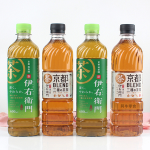 日本进口Suntory三得利伊右卫门福寿园无糖混合绿茶600ml*4瓶清爽饮品