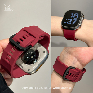 卡素新款运动波浪硅胶iWatch表带8/9适用苹果Apple Watch高级感潮流配件