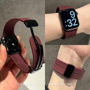 苹果s10磁吸硅胶iwatch表带 高颜值男女款 夏季新款适用applewatch9 高级感小众设计