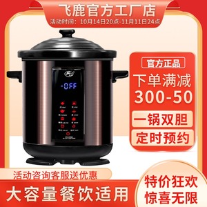 飞鹿YDT-10B全自动家用大容量电炖锅 陶瓷内胆 隔水炖盅 智能煲汤煮粥