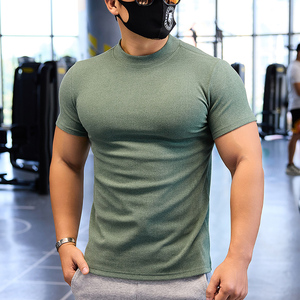 男士双面德绒保暖立领健身短袖T恤 秋款骑行运动服 撸铁狼弹力上衣