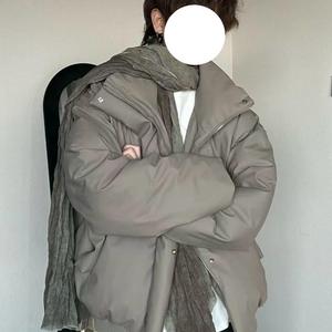 冬季新款男高街纯色短款加厚棉衣 四色可选 宽松情侣面包服立领外套
