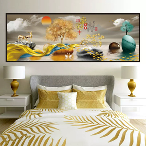 轻奢麋鹿墙贴 自粘床头客厅背景墙贴纸 房间装饰画墙画