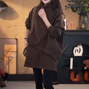 高级感秋冬新款加厚高领卫衣短裙两件套装女妈妈装减龄时尚穿搭