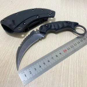 高硬度D2钢暗影爪刀 户外野营求生防身一体龙骨指环小刀