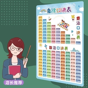 小学生九九乘法口诀表挂图 一二年级数学99乘法墙贴 练习神器