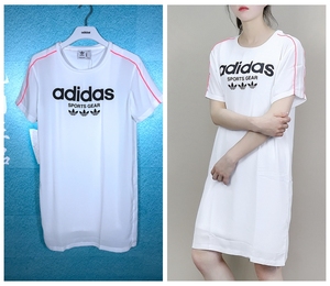 阿迪达斯三叶草女子运动休闲轻纱连衣裙长裙CZ8333