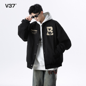 2025新款V37美式复古棒球服外套 男款青少年春秋宽松休闲潮牌夹克