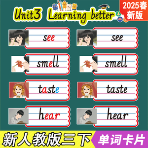 2025新版PEP人教版小学英语三年级下册 四线三格单词卡片 教学公开课必备教具