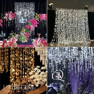 婚庆亮片串银金色背景架 珠光串门帘挂帘 婚礼舞台吊顶装饰道具